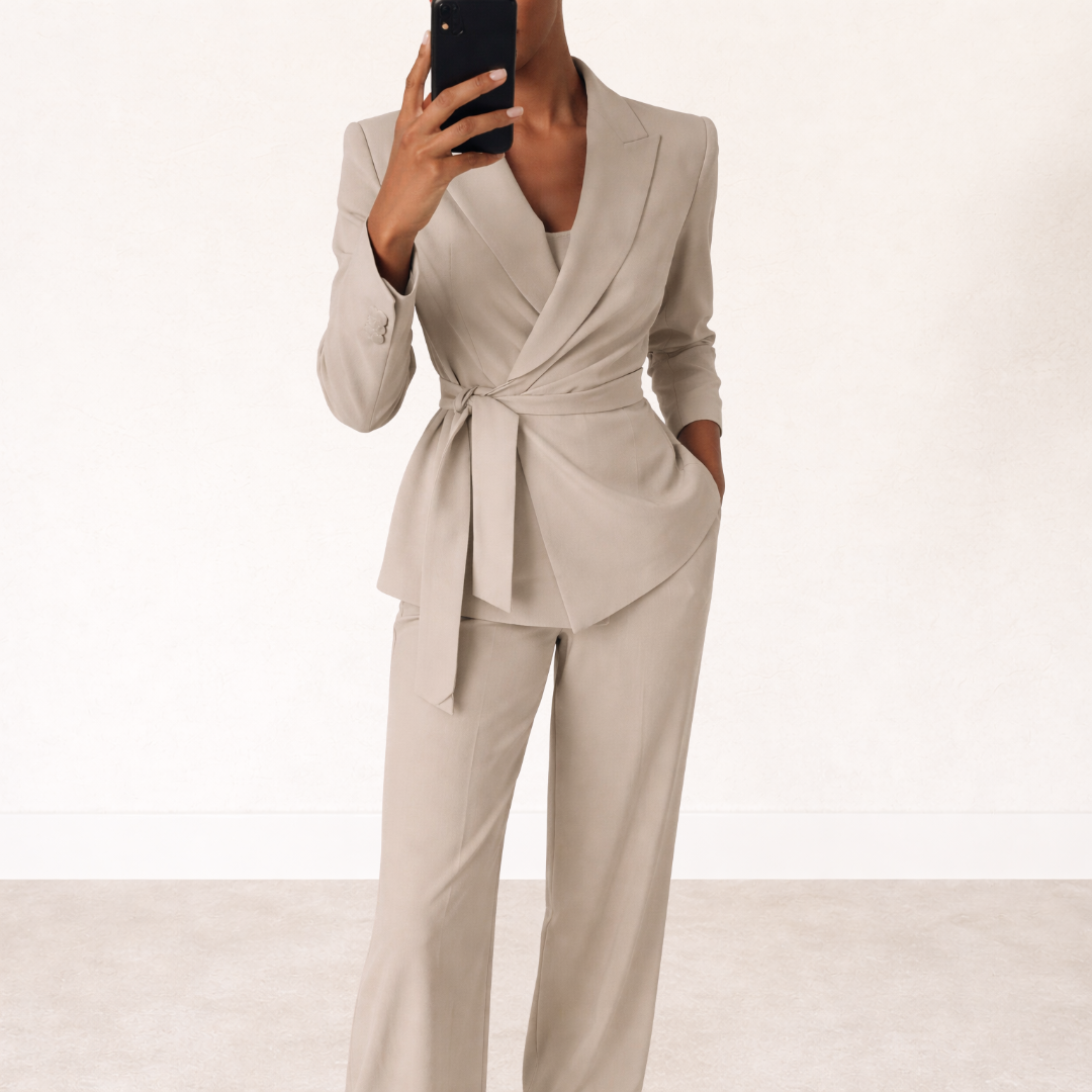 Women's Tie Waist Suit – Office, Casual