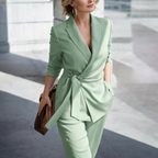 Women's Tie Waist Suit – Office, Casual