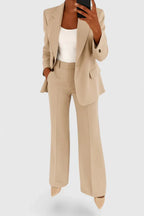 Women's Two-Piece Trouser Suit – Office & Events – Beige