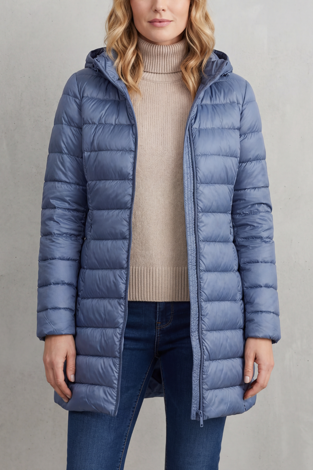 Women's Ultra-Lightweight Hooded Down Jacket – Blue