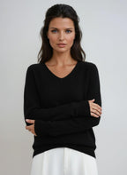 Women's V-Neck Long Sleeve Sweater – Casual, Everyday Wear