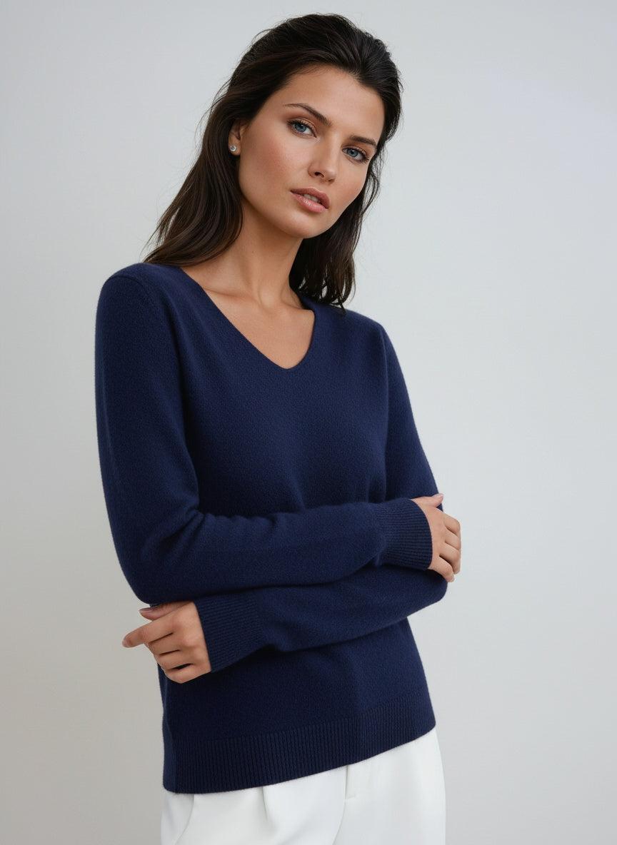 Women's V-Neck Long Sleeve Sweater – Casual, Everyday Wear