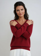 Women's V-Neck Long Sleeve Sweater – Casual, Everyday Wear
