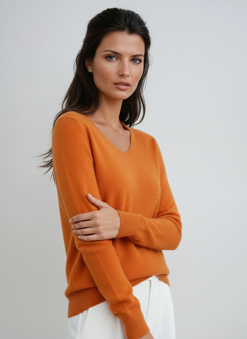 Women's V-Neck Long Sleeve Sweater – Casual, Everyday Wear