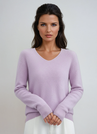 Women's Fitted V-Neck Long Sleeve Jumper – Purple