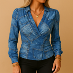 Women's V-Neck Long Sleeve Top | Soft Fabric | Casual Everyday Wear | Versatile Style for All Occasions