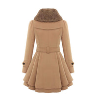 Women's Faux Fur Trimmed Belted Trench Coat