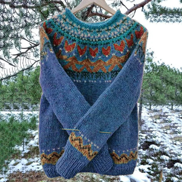 Women's Vintage Icelandic Knit Jumper – Casual, Gift