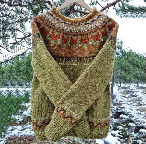 Women's Vintage Icelandic Knit Jumper – Casual, Gift