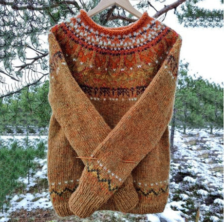 Women's Vintage Icelandic Knit Jumper – Casual, Gift