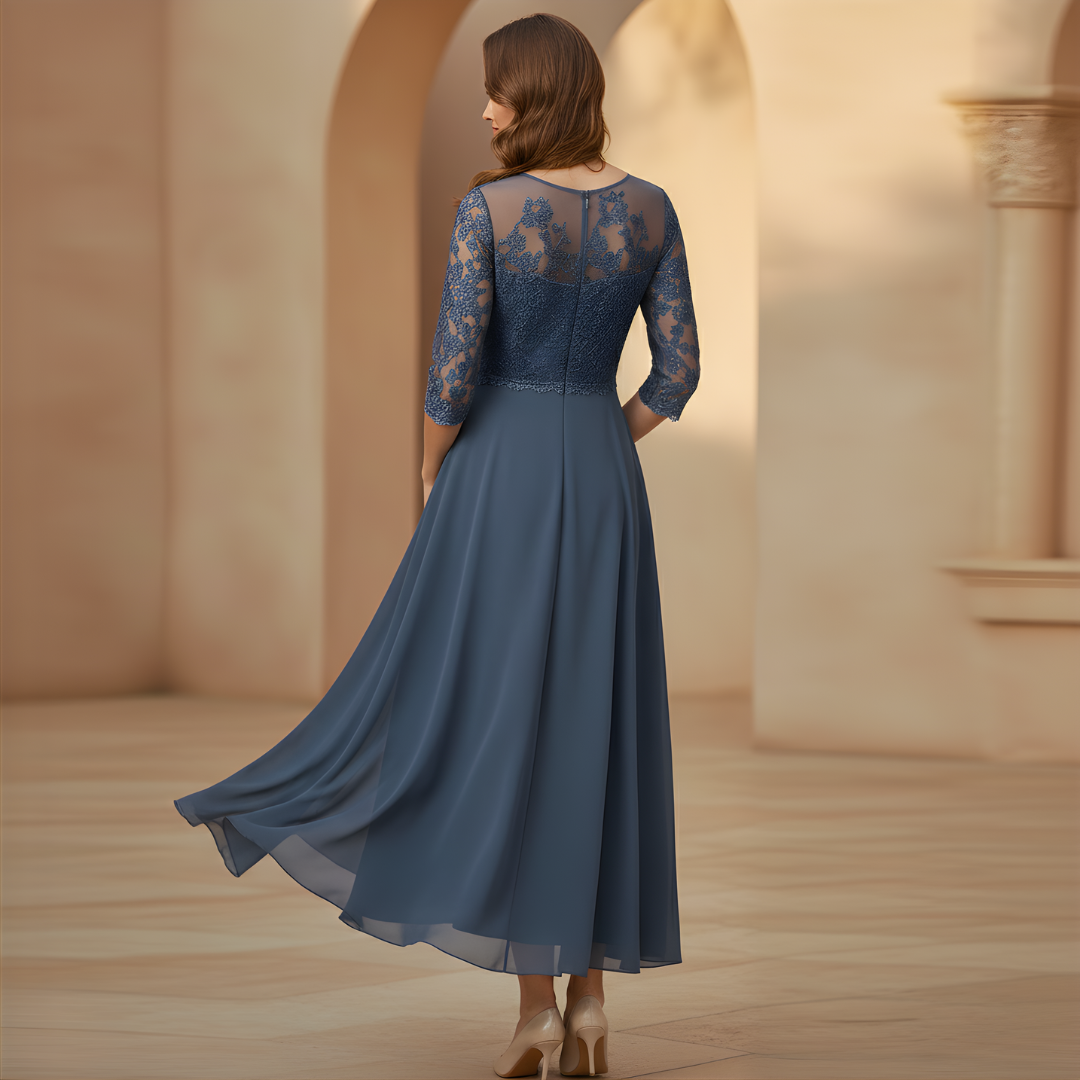 Women's White Chiffon Midi Dress - Elegant Casual Wear for Special Occasions