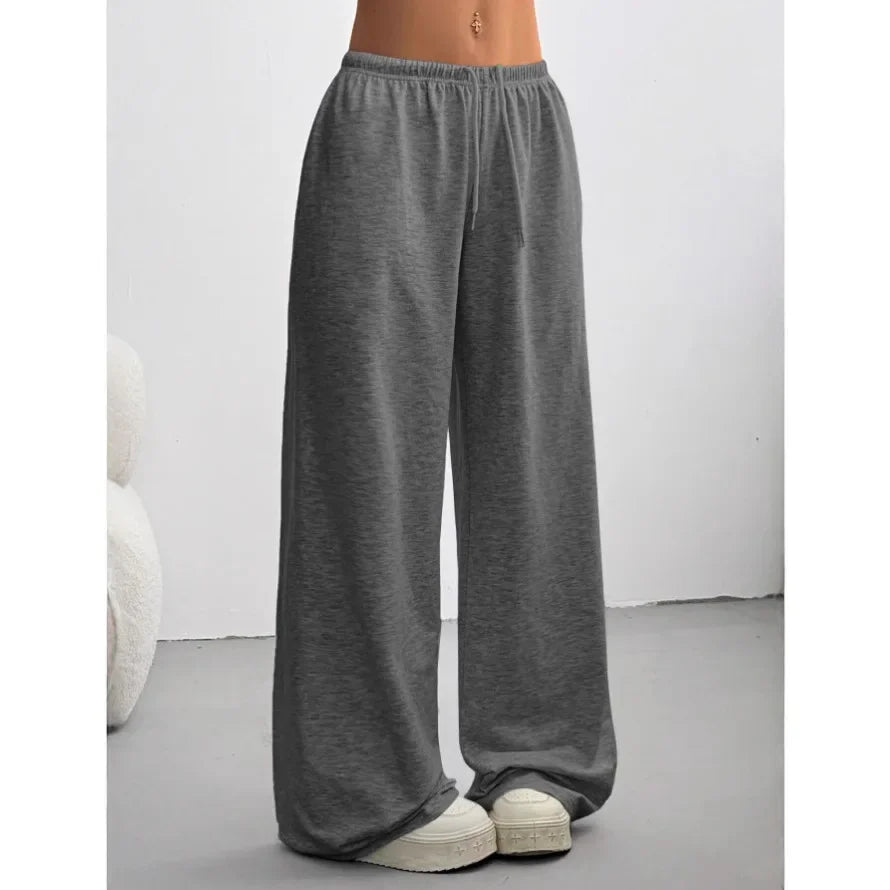 Wide Leg Jogger Trousers for Women - Soft Fabric Casual Pants for Everyday Wear