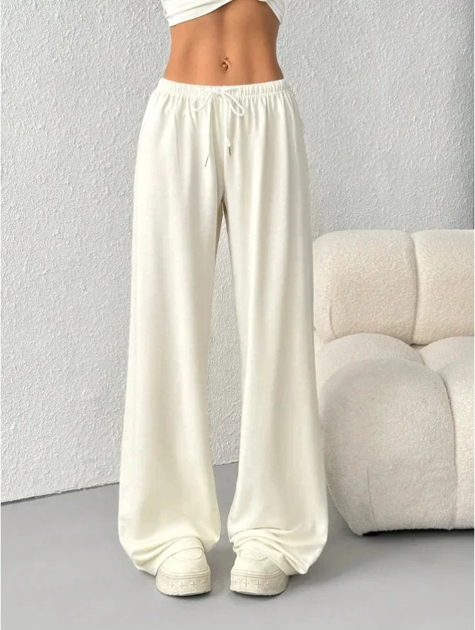 Wide Leg Jogger Trousers for Women - Soft Fabric Casual Pants for Everyday Wear