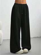 Wide Leg Jogger Trousers for Women - Soft Fabric Casual Pants for Everyday Wear