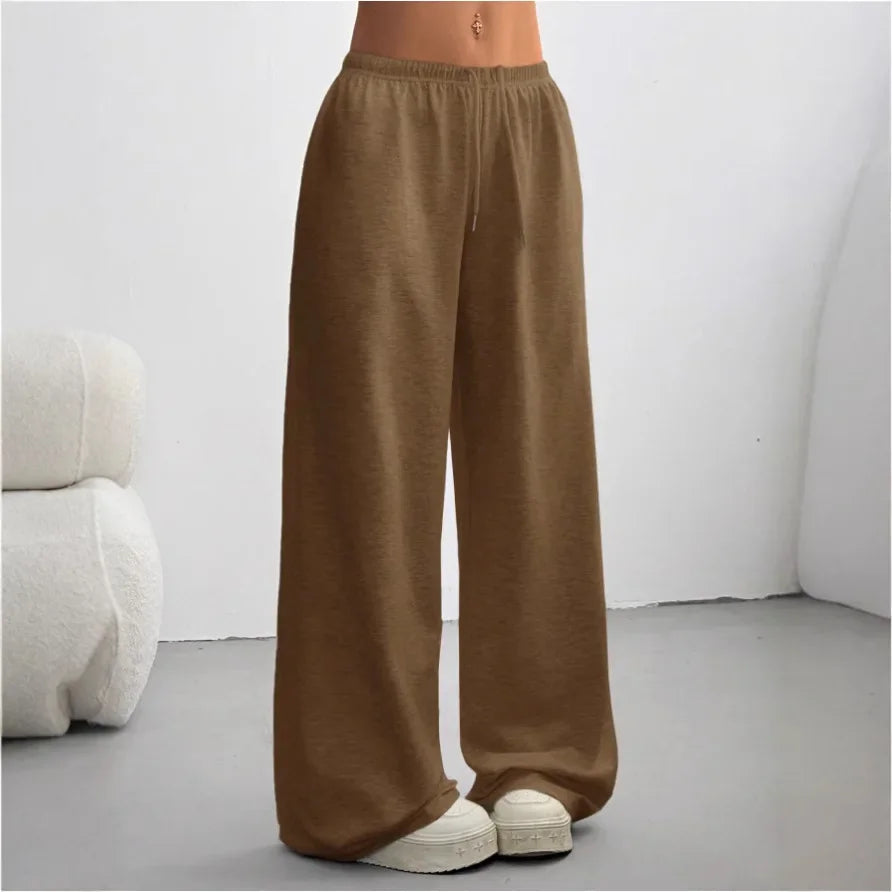 Wide Leg Jogger Trousers for Women - Soft Fabric Casual Pants for Everyday Wear