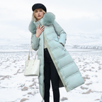 Women's Winter Parka with Fur-Trimmed Hood – Blue