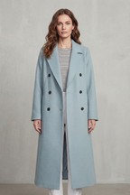 Women's Wool Blend Double-Breasted Coat – Office & Casual