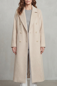 Women's Wool Blend Double-Breasted Coat – Office & Casual – Apricot