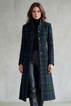 Women's Blackwatch Tartan Wool Blend Coat
