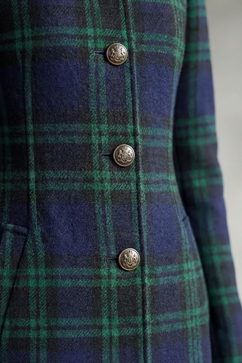 Women's Blackwatch Tartan Wool Blend Coat