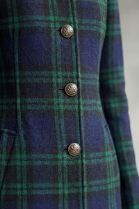 Women's Blackwatch Tartan Wool Blend Coat