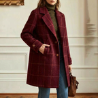 Women's Wool Check Coat – Casual, Office