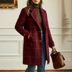 Women's Wool Check Coat – Casual, Office