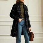 Women's Wool Check Coat – Casual, Office