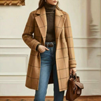 Women's Wool Check Coat – Casual, Office