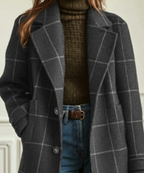 Women's Wool Check Coat – Casual, Office