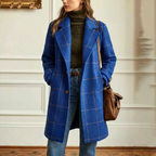 Women's Wool Check Coat – Casual, Office