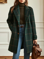 Women's Wool Check Coat – Casual, Office