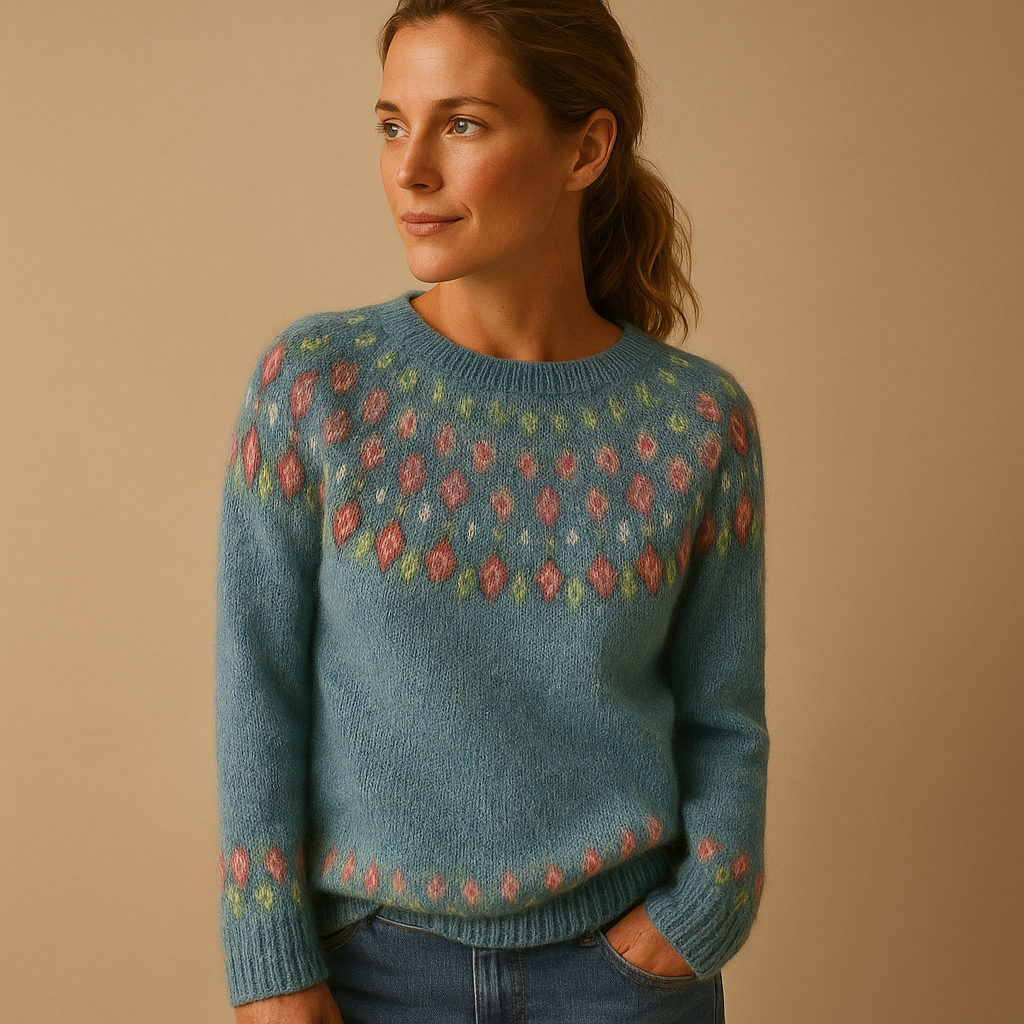 Wool Jumper for Women with Unique Pattern - Cozy Knit Sweater for Casual Wear