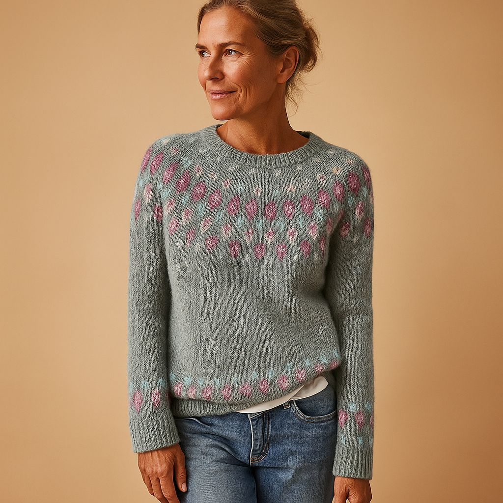 Wool Jumper for Women with Unique Pattern - Cozy Knit Sweater for Casual Wear
