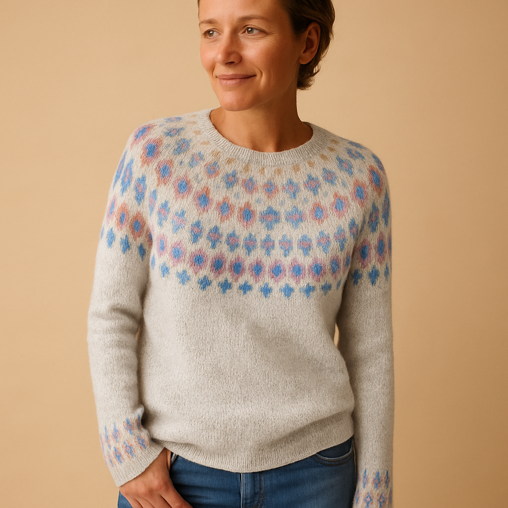 Wool Jumper for Women with Unique Pattern - Cozy Knit Sweater for Casual Wear
