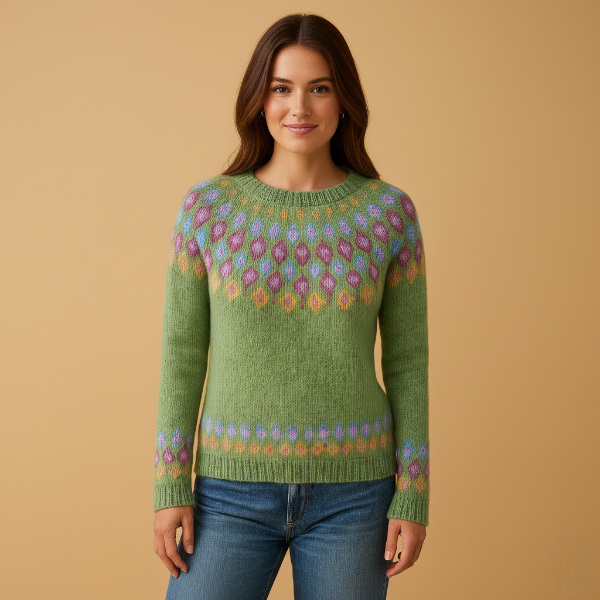 Wool Jumper for Women with Unique Pattern - Cozy Knit Sweater for Casual Wear