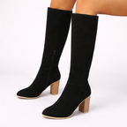 Women’s Long Suede Boots – Elegant Heel, Timeless Style – Casual, Office