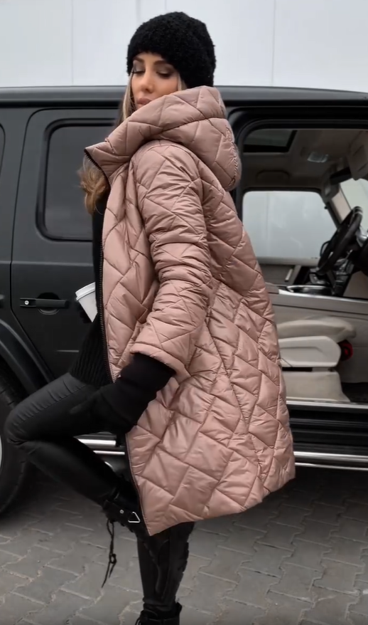 Elegant Quilted Puffer Jacket with Hood – Casual Wear, Winter Fashion