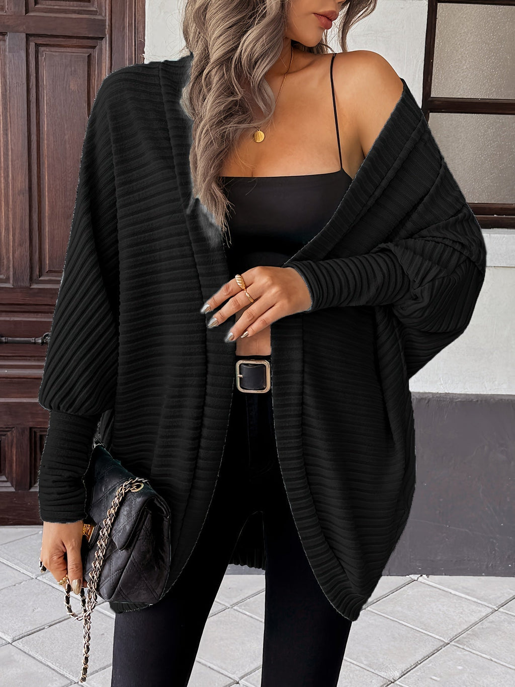 Relaxed Open-Front Cardigan – Casual Wear, Layering