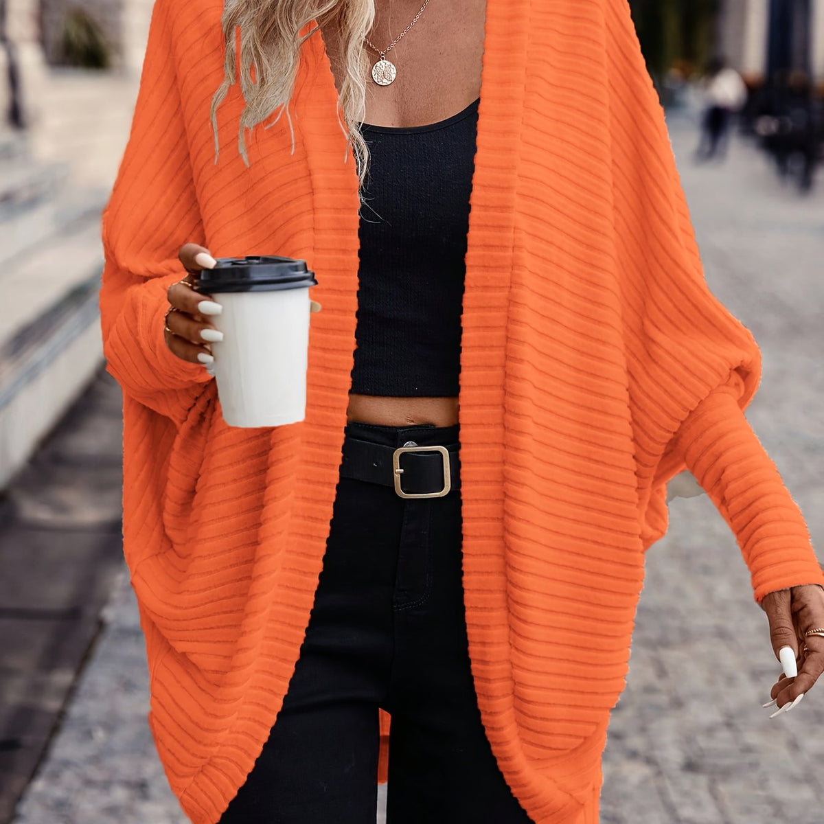 Relaxed Open-Front Cardigan – Casual Wear, Layering
