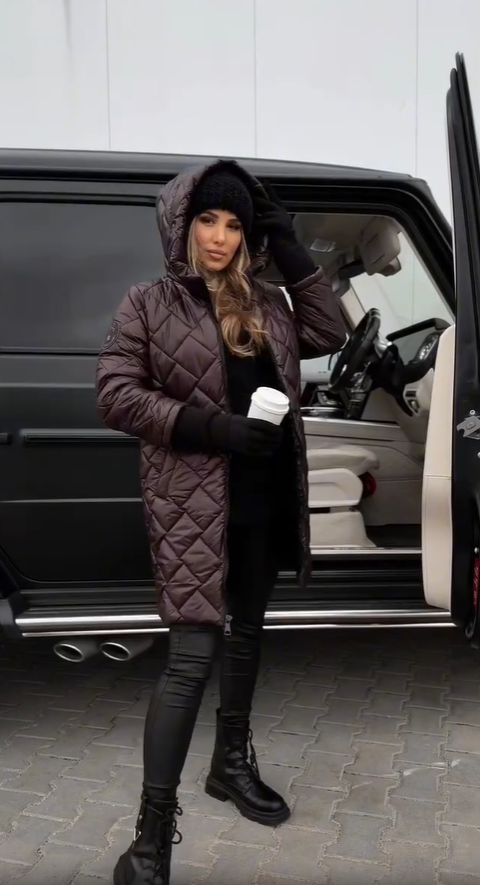 Elegant Quilted Puffer Jacket with Hood – Casual Wear, Winter Fashion