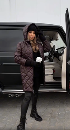 Elegant Quilted Puffer Jacket with Hood – Casual Wear, Winter Fashion