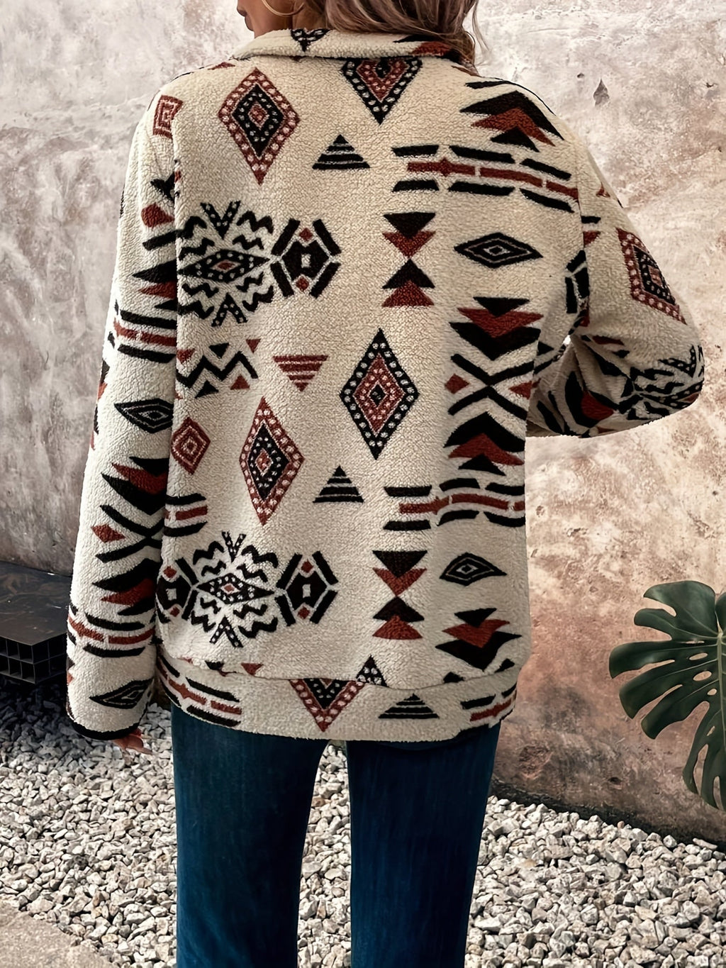 Aztec-Print Quarter-Zip Pullover – Casual Wear, Layering