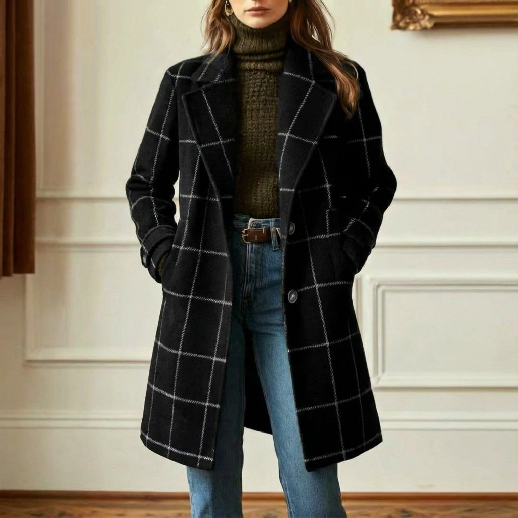 Wool Check Coat – Casual Wear, Office Style