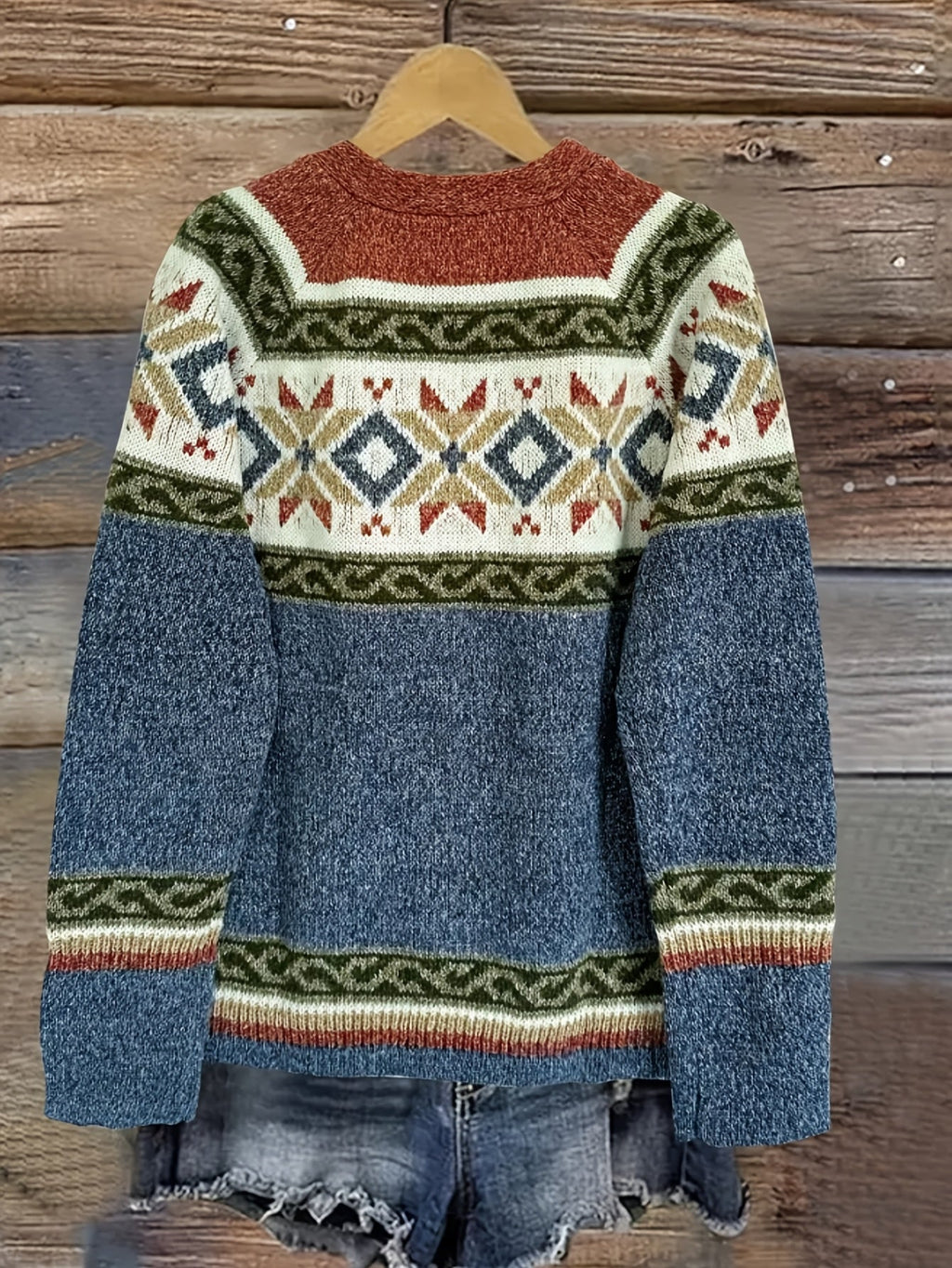 Patterned Button-Front Cardigan – Casual Wear, Layering