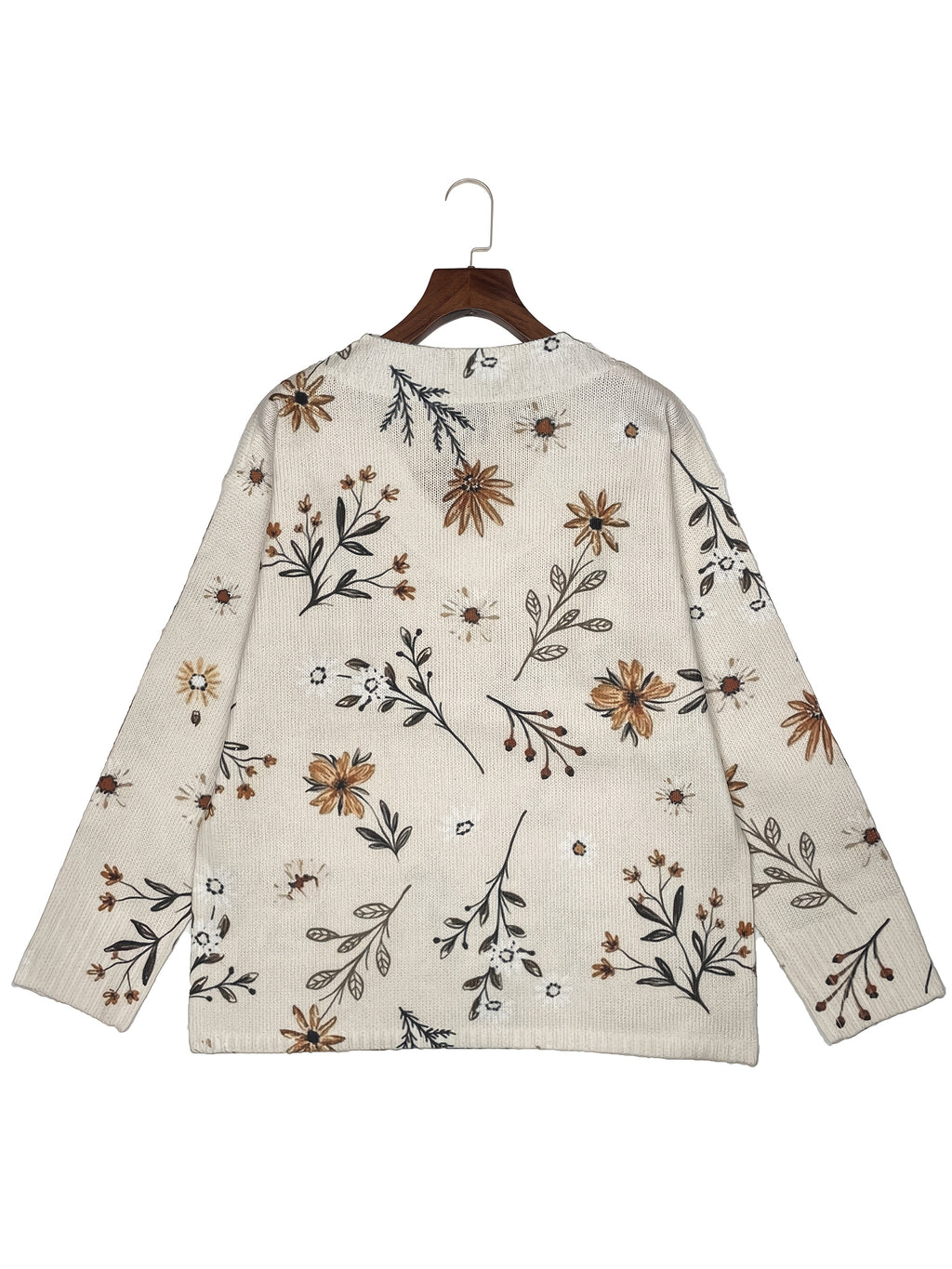 Floral V-Neck Sweater – Casual Wear, Everyday Style
