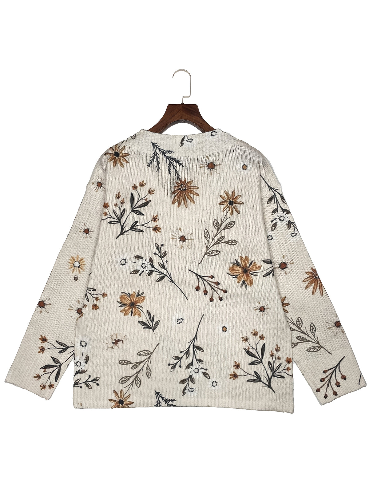 Floral V-Neck Sweater – Casual Wear, Everyday Style