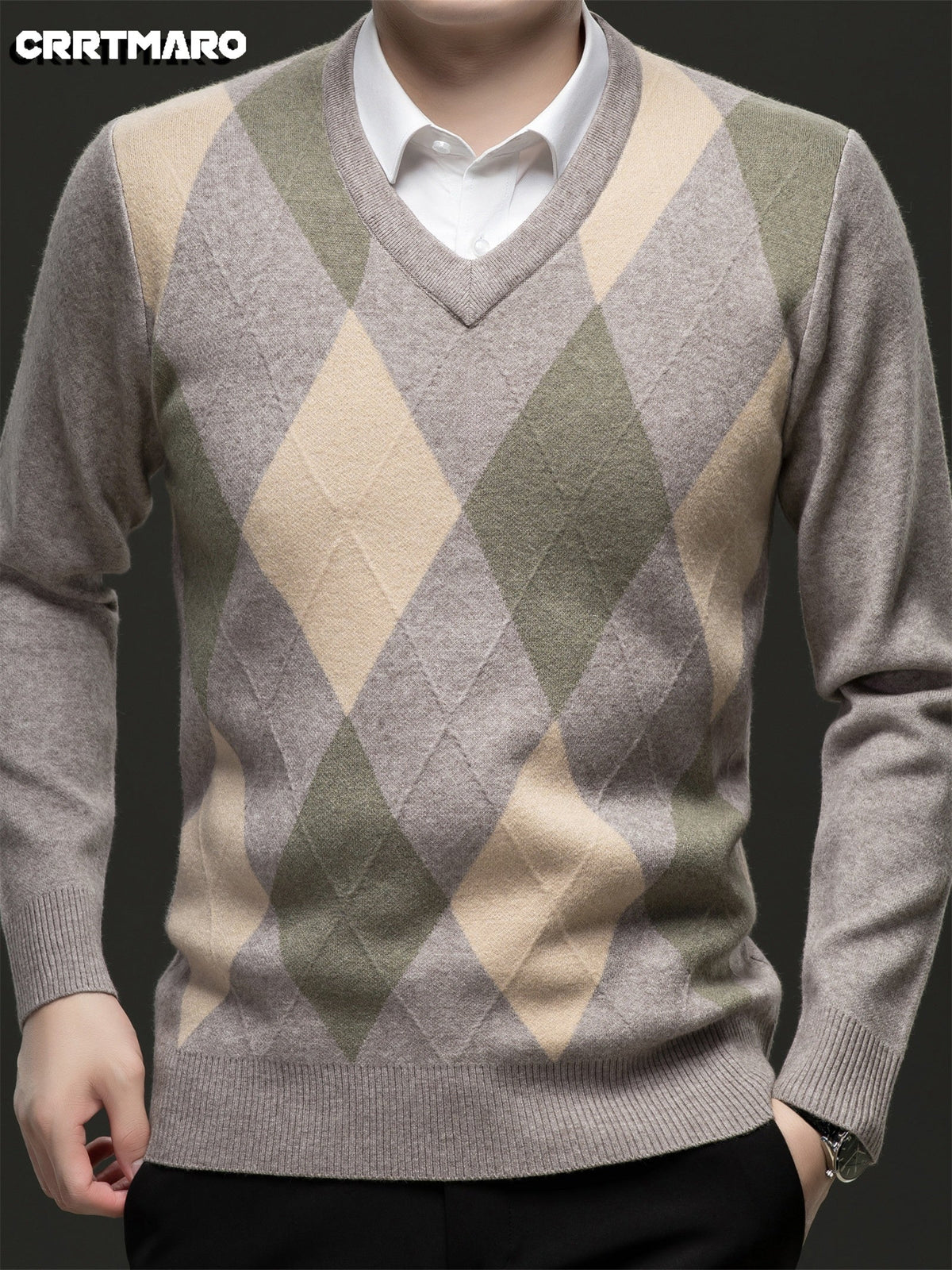 Argyle V-Neck Sweater | Classic Style – Casual Wear, Office Attire