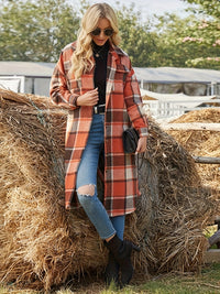 Women's Longline Plaid Coat – Relaxed Fit