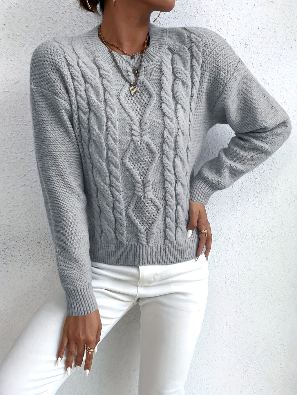 Chunky Cable-Knit Sweater – Casual Wear, Cozy Layering